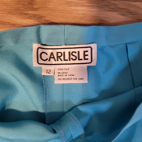 Vintage 100% Silk Turquoise Trousers by Carlisle - Picture 2 of 10